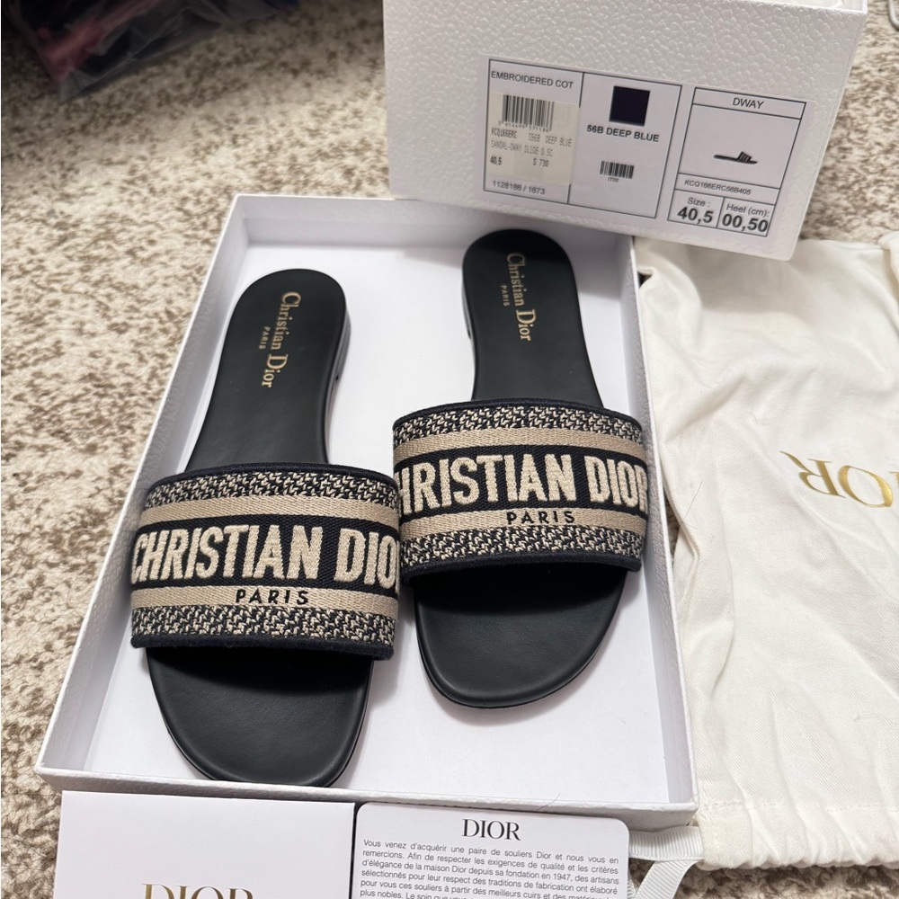 Christian Dior Deep Blue Slides Size 40.5 (9-9.5)